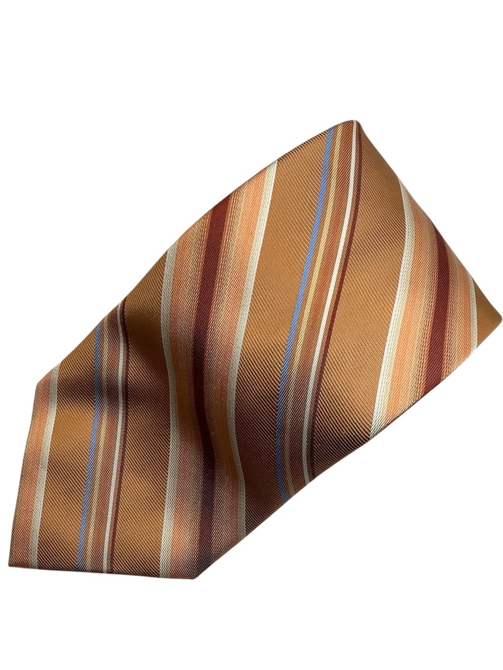 GUY LAROCHE Orange Regimental Stripe Woven Silk Tie